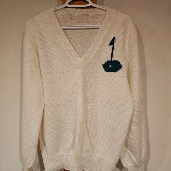 White v neck golf sweater - Picture 1 of 5